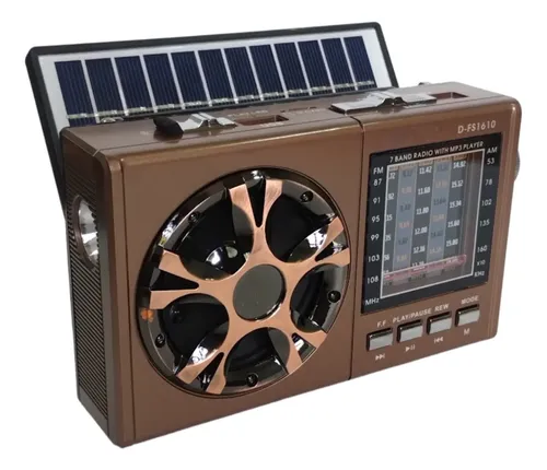 Rádio Retro Bolso Pequeno Analógico Am Fm Sd Usb Mini Solar Cor