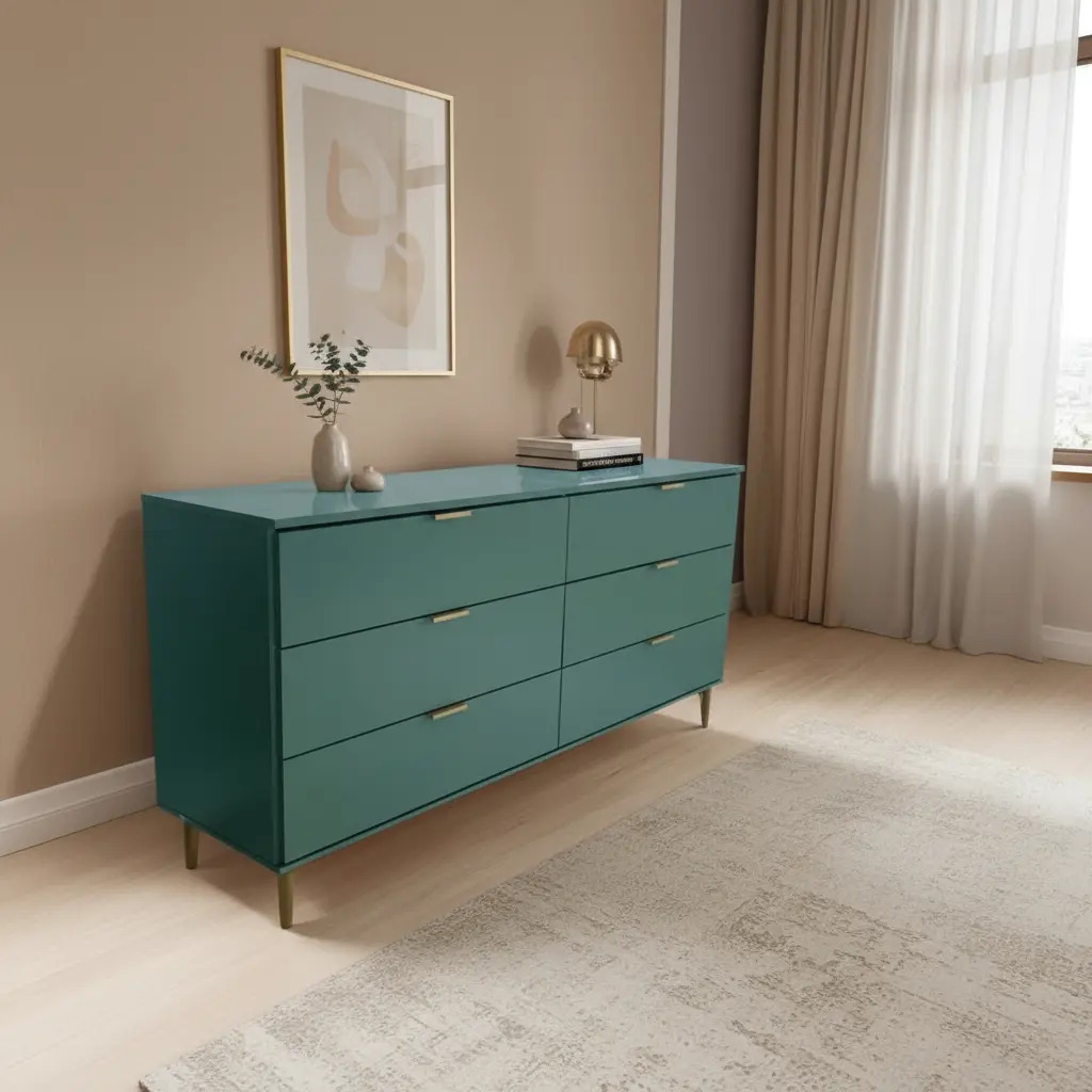Cômoda Ditália 6 Gavetas Dm-243 Verde Oliva Cozy