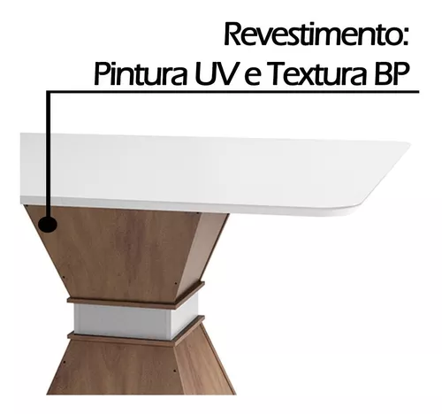 Mesa Quadrada 8 Cadeiras Sala De Jantar Off White/Cedro Mônaco Dobuê  136x136x80 - Móveis Zapp