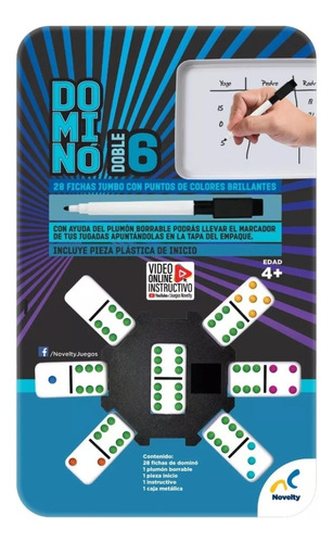 Juego De Mesa Novelty Dominó Doble 6 Con 28 Fichas Jumbo