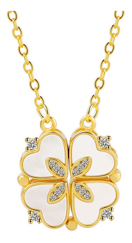 Collar Con Colgante De Corazón De Trébol De Cuatro Hojas 925