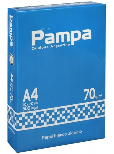 Resma Pampa A4 70 Grs 210 X 297 Mm 500 Hojas Pack X5 Unid