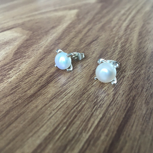 Imagen 5 de 9 de Broqueles De Perla Natural Y Plata 925 Mujer/niña 8mm Agálea