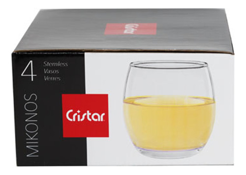 Vasos Para Vino De Vidrio Transparente 370 Ml Set 4 Piezas