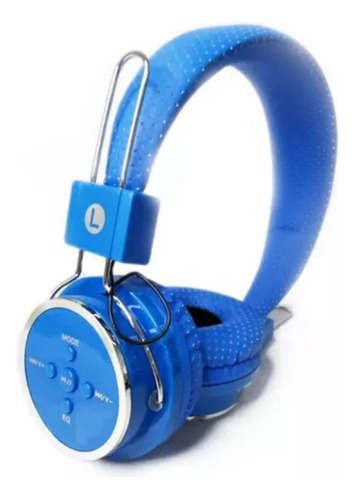 Fone Ouvido Bluetooth Recarregável S/ Fio Aux P2 Sd Fm B05 Cor Azul