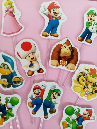 Super Mario Bros Toppers Cupcakes Candy Bar Cookies - Cs3