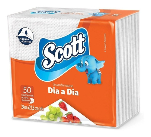 Guardanapo Scott Dia A Dia Folha Simples Pequeno 50 Unidades