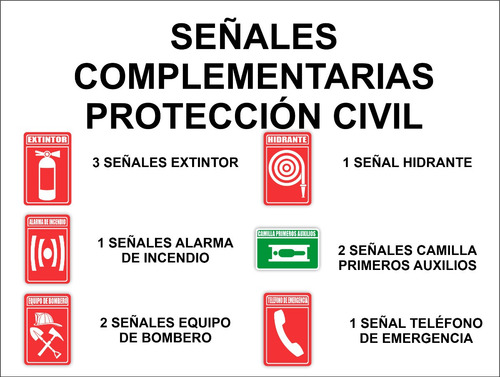 Señales De Seguridad Kit 012 Complementos Protección Civil