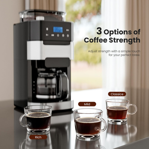 Electactic Cafetera De Goteo De 10 Tazas Con Molinillo