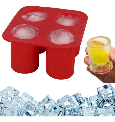 Forma De Gelo 4 Copos Doses Em Silicone Whisky