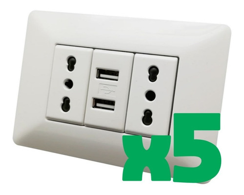 Enchufe Pared Usb Doble 5 Unidades Envio Gratis