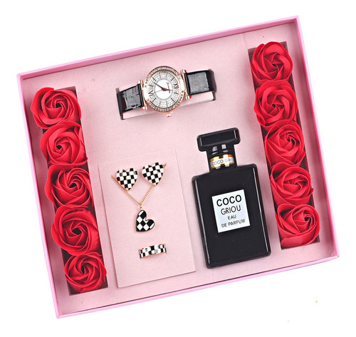 Reloj: Set De Regalo De Cumpleaños, Perfume, Jabón, Flores,