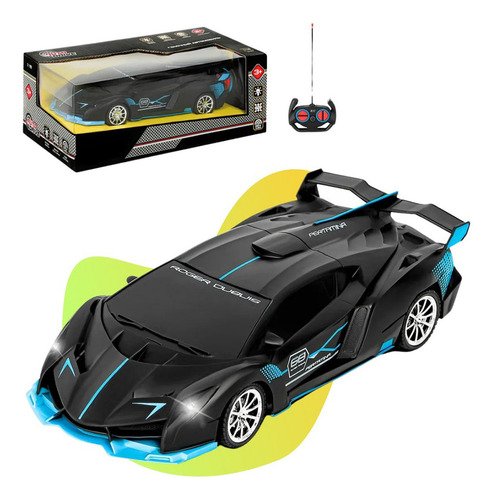 Carrinho De Controle Remoto Bugatti Brinquedo Corrida Veloz Com Luz Pilha Preto Kizumba