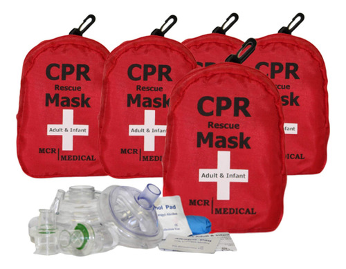 Paquete De 5 Kits Combinados De Mascara De Rcp Mcr Medical P