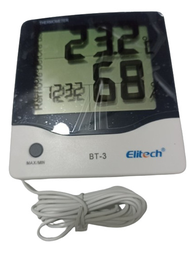 Termómetro Higrómetro Reloj Digital Marca Elitech Lcd Bt-3