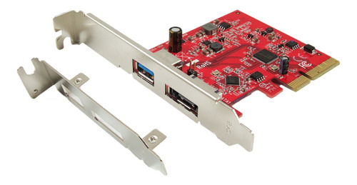 Ableconn Pu31a-esa 1 Puerto Usb 3.1 10 Gbps Tipo-a Y 1 Puerto Esata Iii 6 Gbps Pci Express (pcie) X4 Tarjeta Adaptadora 