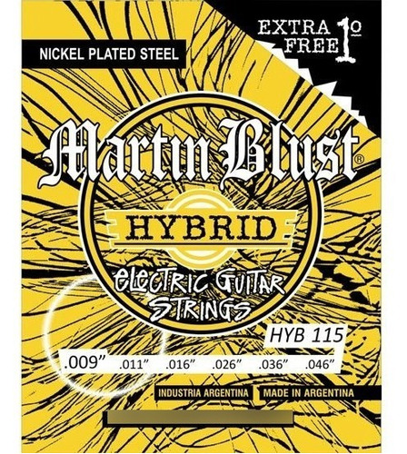 Imagen 1 de 6 de Cuerdas Híbridas 09 Guitarra Eléctrica Martin Blust Hyb 115