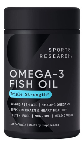 Omega-3 Wild Alaskan Fish Oil 1250mg. 180 Caps. Cert. Ifos 5