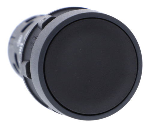 Botão de pressão monolítico de plástico preto de 22 mm, retorno por mola, 1 Na