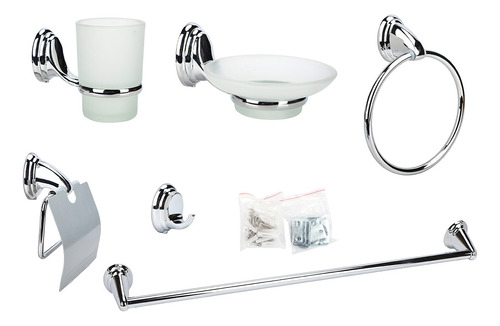 Set De Accesorios Metalicos Para Baño 6 Piezas Linea Drava