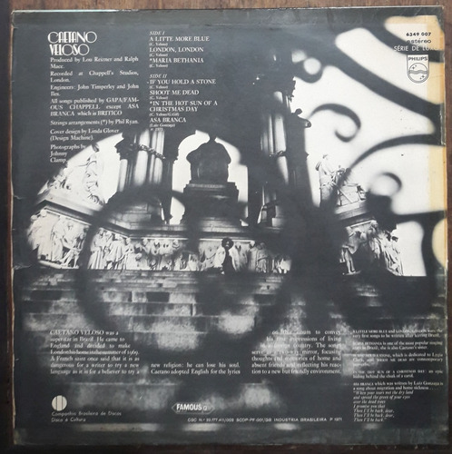 Imagem 3 de 3 de Lp Vinil (vg) Caetano Veloso Selo Philips 1971 Ed. Alt. Raro