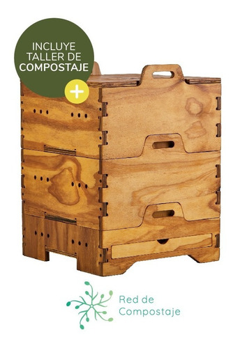 Imagen 1 de 10 de Compostera Doméstica De Madera 3/4 Personas Tekó 2 Modulos