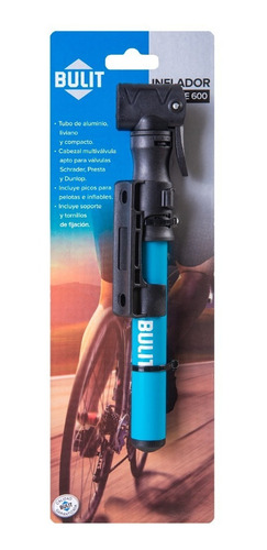 Inflador De Mano Bulit Aluminio Serie 600 Color Celeste