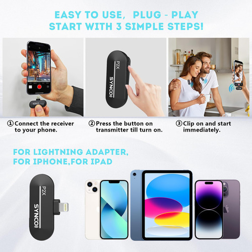 Synco Paquete De 2 Micrófonos Inalámbricospara . Color Para Lightning