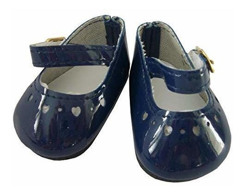 Zapatos Azul Marino Brillo Para Muñecas De 15 .