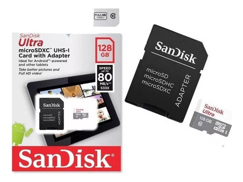 Kit 5 Tarjeta Sandisk Ultra 128gb Microsd Con Adaptador Sd