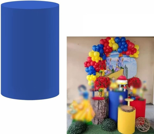 Funda Zocalo Cilindrico Azul Para Decoracion Fiesta Pedestal