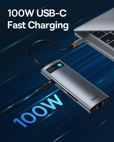Hub Baseus 8 En 1 Usb-c Dockstation Hdmi 4k Usb 3.0 Sd 100w