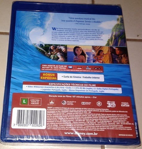 Imagem 2 de 2 de Blu-ray 3d Moana: Um Mar De Aventuras (lacrado)