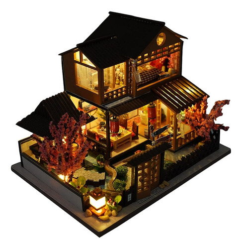 Topbsfarny Casa De Muñecas De Madera En Miniatura Japonesa /