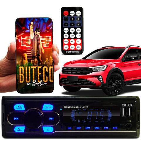 Aparelho De Som Rádio Para Carro Bluetooth Automotivo Mp3
