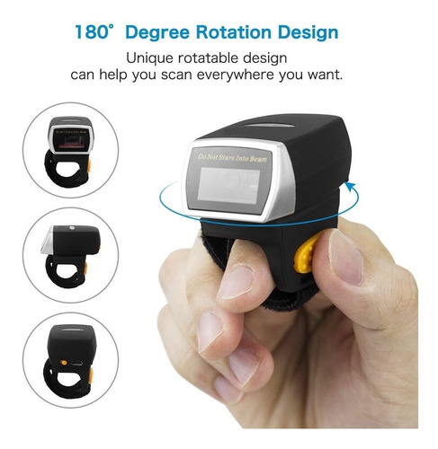 Imagen 8 de 8 de Mini Lector Código Barra Escáner Portátil Dedo Bluetooth R3l