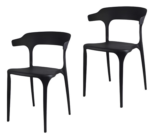 Set De 2 Sillas De Comedor Para Jardín Cardio Beat Liberty Negro Negro