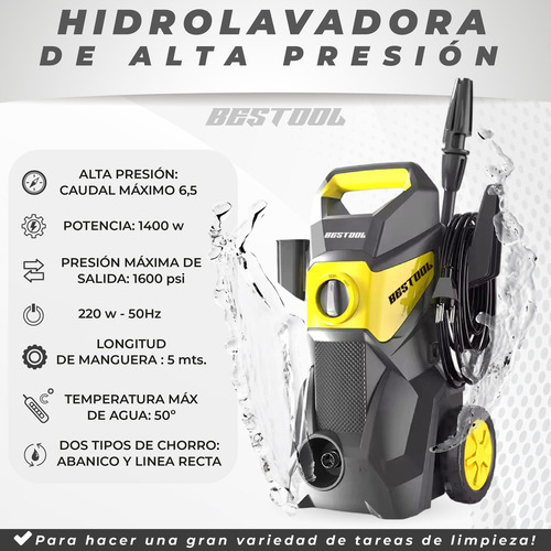 Combo Limpieza Hidrolavadora Bestool 1400w + Aspiradora Mti
