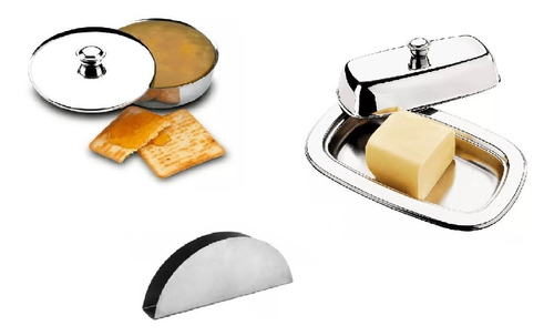 Kit Para Servir Manteigueira Margarineira Porta Guardanapo