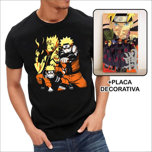 Imagem 1 de 3 de Camiseta Camisa Anime Naruto Shippuden + Mini Placa