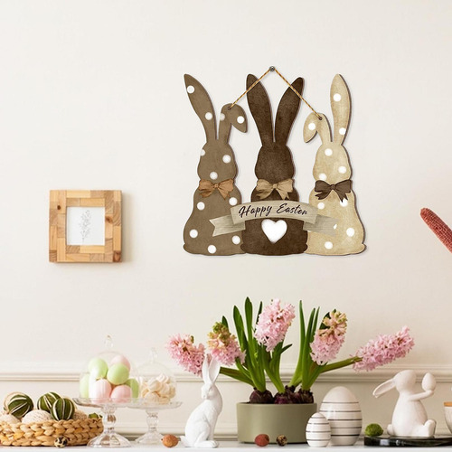 Placa Colgante De Madera De Pascua Para Puerta, Placa De