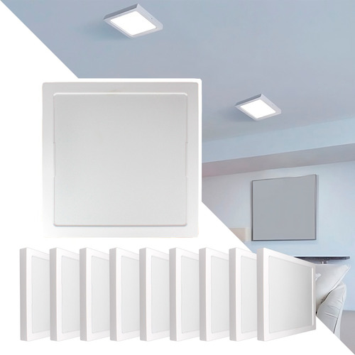 Kit 10 Painel Plafon Led Teto 25w Quadrado Sobrepor Luz Frio Cor Branco Frio 110v/220v