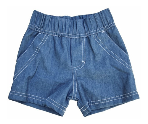 Imagen 2 de 3 de Conjunto Bebe Camisa Jersey Estampado Short Chambray Jean