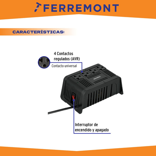 Regulador De Voltaje 800 Va/400w 4 Contactos Volteck 45572