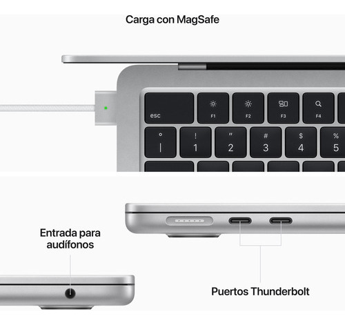 Apple Macbook Air De 13 Chip M2 8 Gb Ram + 256 Gb Ssd Plata - Distribuidor Autorizado