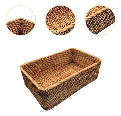 Cesta Organizadora De Ratán Para Cosméticos, 20 Cm X 13 Cm X