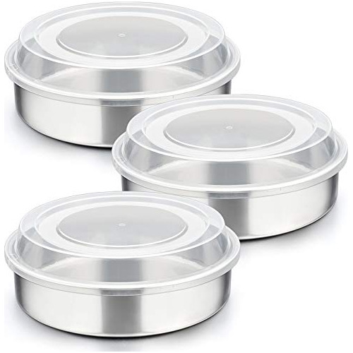 Juego De 3 Moldes Pastel De 8 Pulgadas Tapa, Acero Inox...