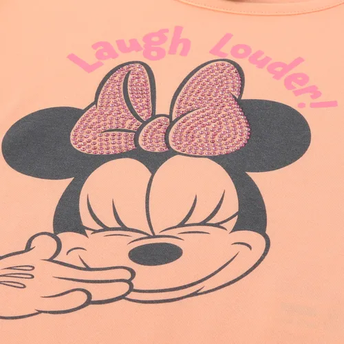 Polera Manga Corta Niña Minnie Damasco Disney