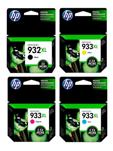 Combo Hp 932xl Negro + 3 Colores 933xl Hp 7110 7610 7612