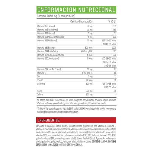 Multivitamin Ena Sport - Minerales, Vitaminas, Cafeína